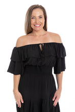 Load image into Gallery viewer, D095 Let's Dance Ruffle Dress Black